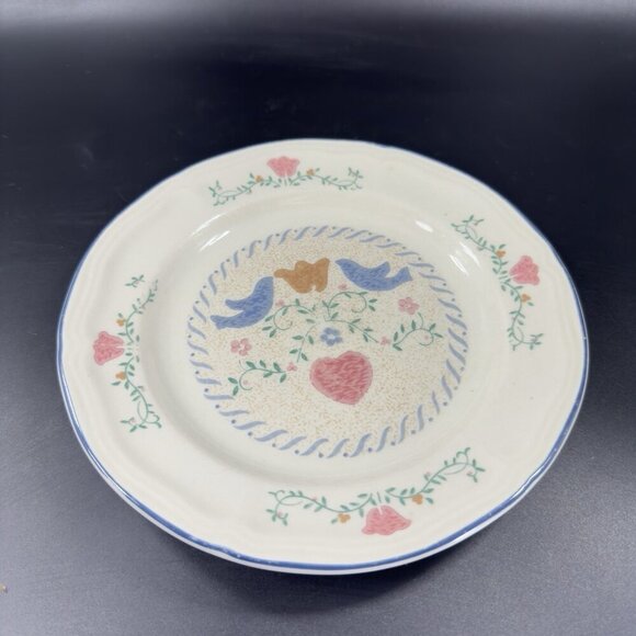 1990s Newcor Stoneware Ceramic Dish Plate Set 4 Plates Dishes Floral Bird Plates - Picture 11 of 13